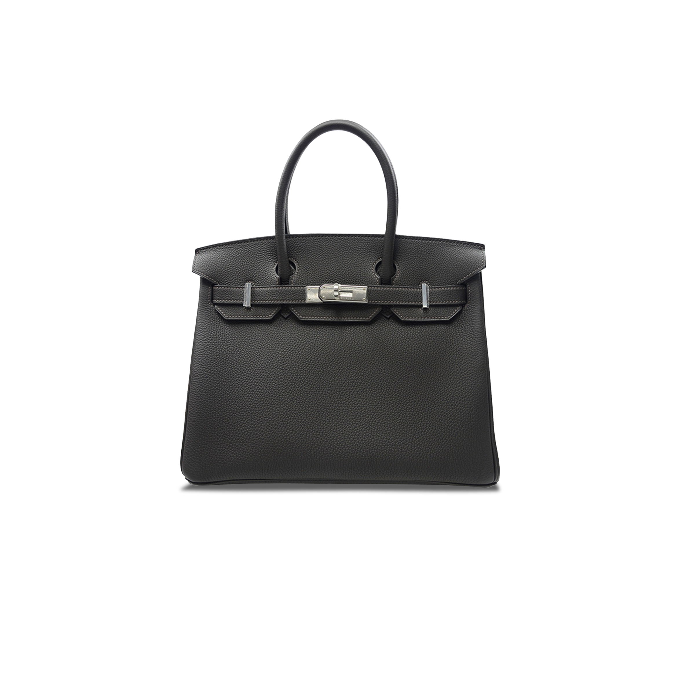 H**mes birkin 30 outer seam epsom leather ck89 noir black silver buckle 101329 (30*22*15cm)